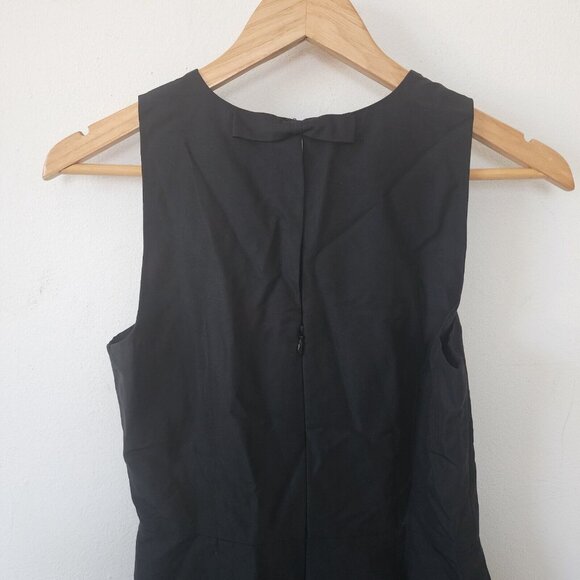 NWT J Crew Black Dress 2 Style H2438 Solid Black Bow Dropwaist Dress - Picture 8 of 8